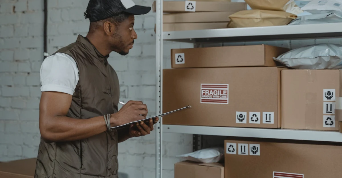 Distributor reviewing PFAS compliance documentation and foodservice packaging inventory.